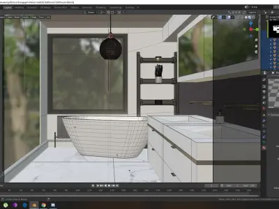 Realistic modern bathroom 3D model