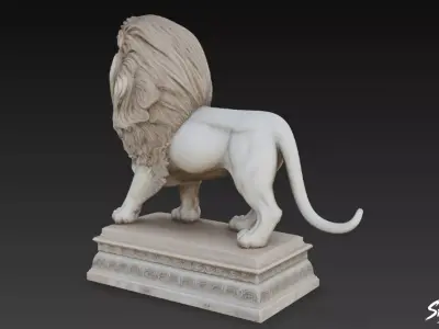 Lion Statue V29 Low-poly 3D model
