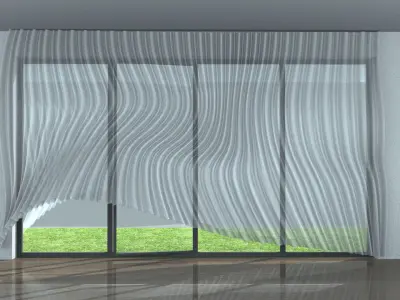 Windy Curtain in the House 3D model