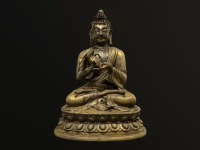 Buddha bronze statue Low-poly 3D model