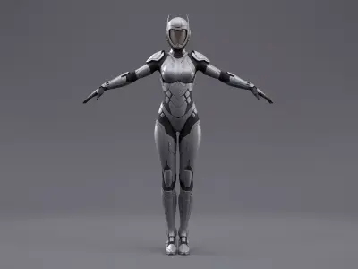 Enclosed Crusader Female Armor 3D Model Low-poly 3D model