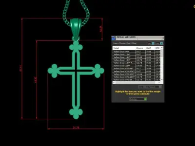 High Cross Pendant Light Gold 18K 4CP058 3D print model