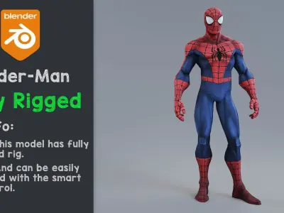 Stylized Spider-man rigged 3D model