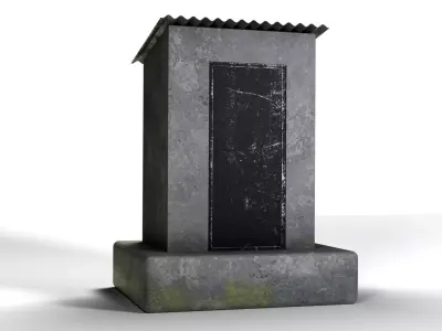 Old style traditional concrete outdoor toilet Low-poly 3D model