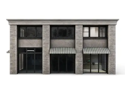 Tenement Building Ground Floor Low-poly 3D model