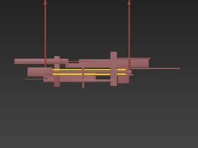 Contemporary wooden beam hanging from ceiling 3D model