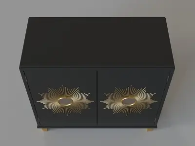 Starburst Two Door Cabinet Navy Gold 3D model