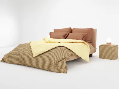 bed collection with stripes 3D model
