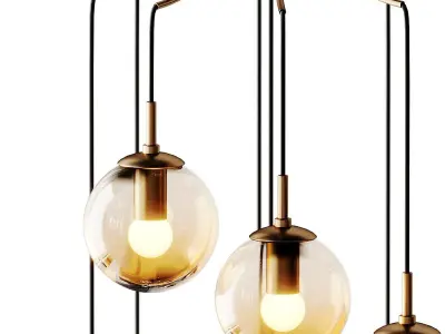 Postmodern Cognac Glass Ball Pendant Lighting 3D model