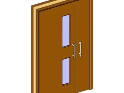 IntAys 3 wooden door with two glass panels Free 3D model
