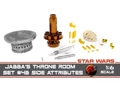 Jabbas Throne Room - Set 4a - Side Attributes 1-6 scale Hottoys 3D print model
