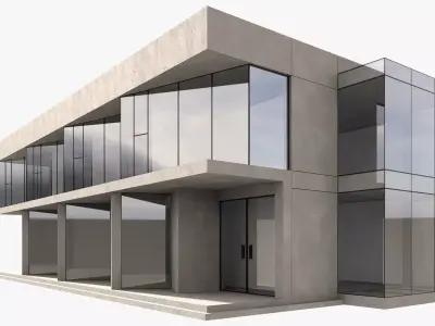 Showroom building Low-poly 3D model