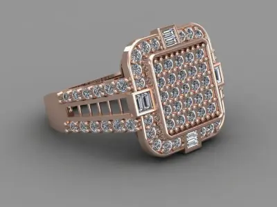 Rose Gold Women Diamond Ring 3D print model 3D print model 53