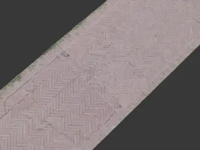 Herringbone Brick Road - 3D Scanned PBR Model Low-poly 3D model