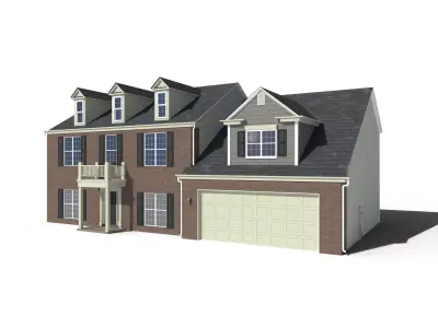 Red Brick Georgian House 3D model