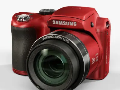 Samsung WB100 Red bridge digital camera Low-poly 3D model