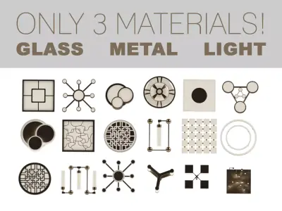 Modern Chandeliers Set 3D model