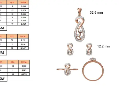 Light wt Ring Earrings Pendant set stl jcd 1-render details 3D print model 16