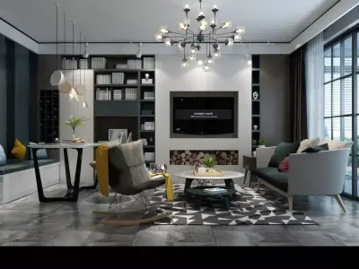 Modern Minimal Livingroom 3D Model 3D model