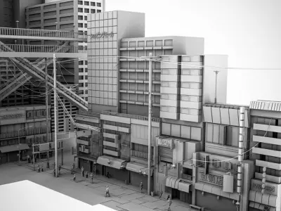 Tokyo Street Building Assets kidbash set Low-poly 3D model
