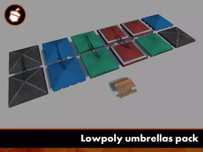 Lowpoly umbrellas pack  Low-poly 3D model