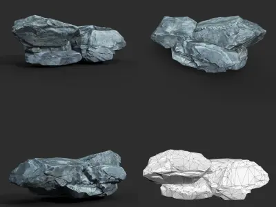 Low Poly Gray Rock 230322 - Ultra HD 16K Texture Low-poly 3D model