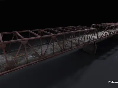 Low Poly Modular Broken Bridge 2 Low-poly 3D model
