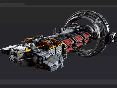 Hauler Spacecraft Low-poly 3D model