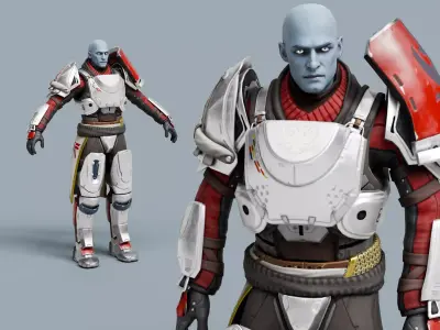 Zavala Sci-fi Warrior Rigged Low-poly 3D model