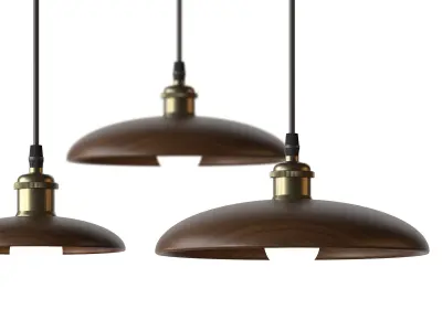 Nordic Wood Chandelier Single Head Bedside Pendant Lamp 3D model