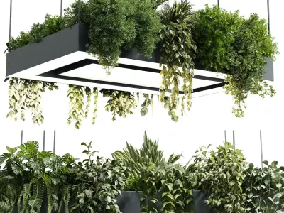 Rectangle pot light pendant plant light hanging   22  3D model