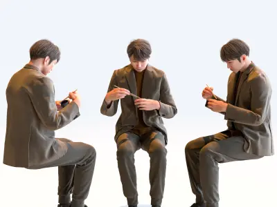 Posed Asian Casual Man - 5 Pack 1 - C1-M1S 3D model