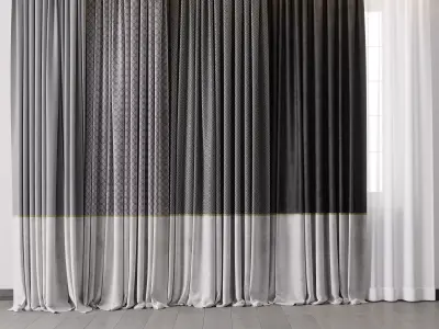 hadi curtain 67 gray and white 3D model
