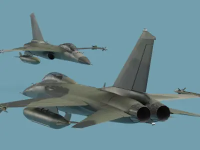  AIDC F-CK-1 Ching-Kuo Fighter Jet Green Rigged for Cinema 4D 