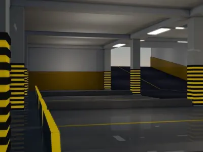 Parking underground  Low-poly 3D model