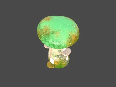 Fantasy Mushroom F09 Green Orange - Scene Backdrop Design Low-poly 3D model