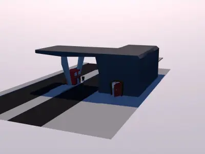 Low poly gas pit or stop Low-poly 3D model