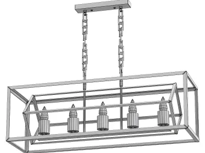 Eurosvet-70122 light fixture with four lights hanging from it 3D model