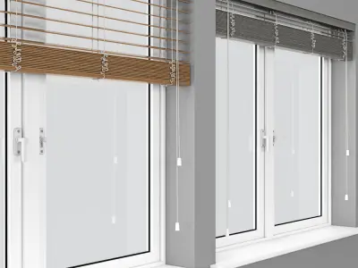 Wooden Blinds And Windows 3D model