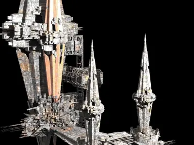 Sci fi Core crystal Shard Rocks Tide Kitbash  Low-poly 3D model