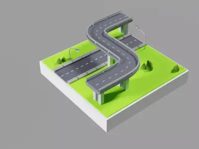 Stylized Isometric Bridge  3D model