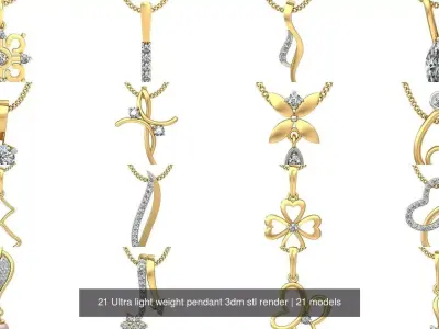 21 Ultra light weight pendant 3dm stl render 3D Model Pack