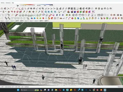 Hotel office building glass facade  3D model