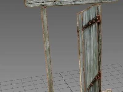 Door 5 Wooden Low-poly 3D model