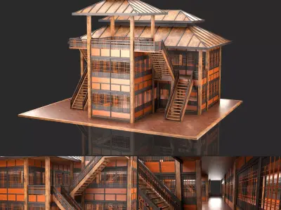 Medieval Fantasy House 12 with interior and exterior 3D model