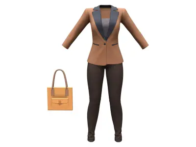 Jacket Pants Bag Formal Outfit Low-poly 3D model
