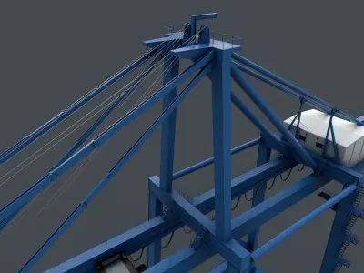 PBR Quayside Container Crane V2 - Blue Light Low-poly 3D model