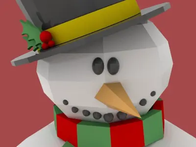 Xmas Snowman Puppet Low-poly 3D model