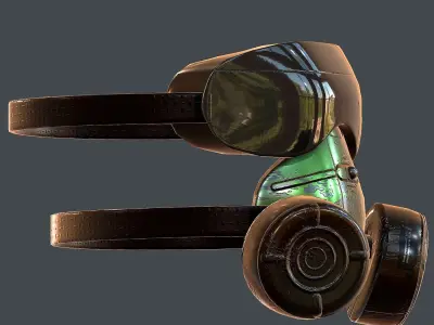 Gas mask helmet 3d model scifi Low-poly  Low-poly 3D model