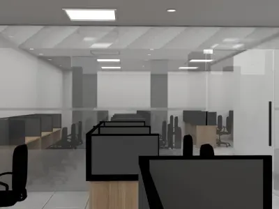 Modern Office Workstation 3D Model with V-Ray Settings 3D model